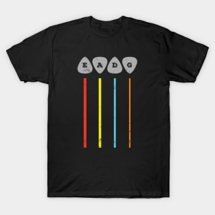 EADG Bass Strings Guitar Picks Colorful Theme T-Shirt